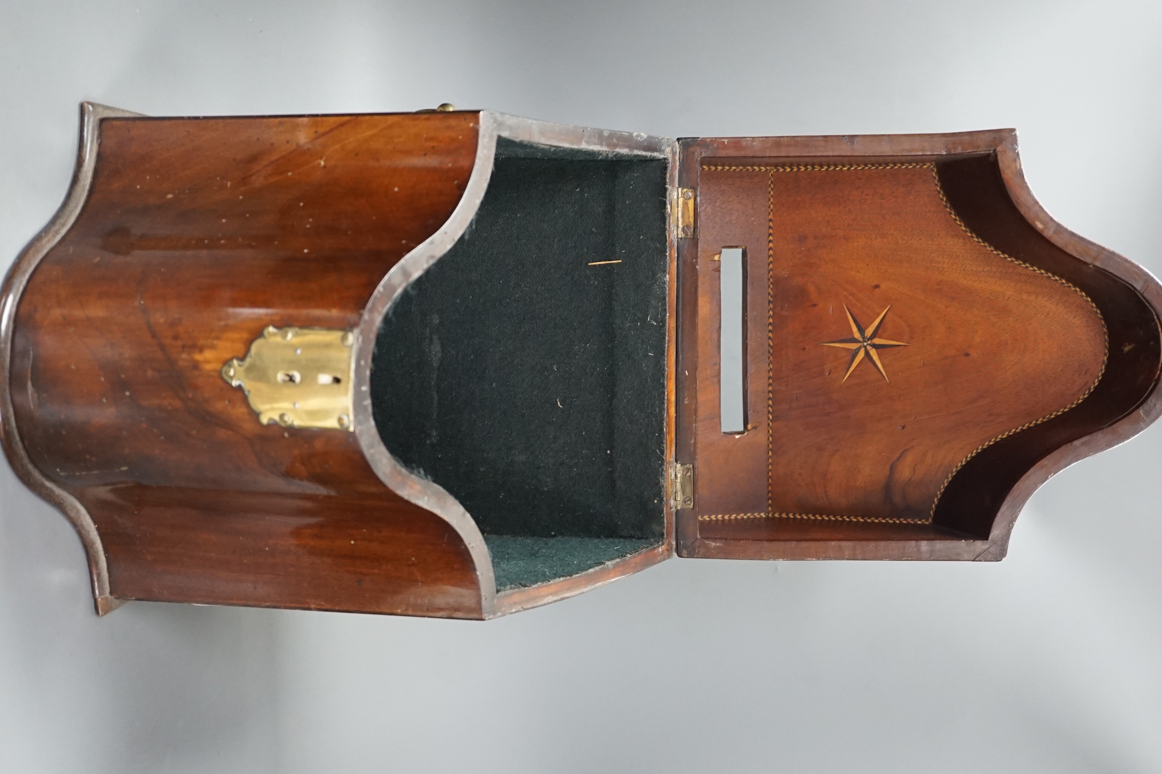 A converted George III mahogany knife box / country house post box, height 36cm